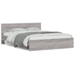Berkfield Home Durable Bed Frame with LED without Mattress Grey Sonoma 160x200 cm - thumbnail 5