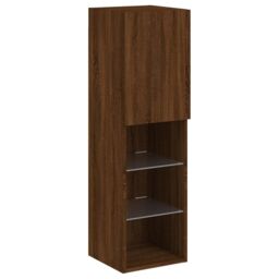 Berkfield Home TV Cabinet with LED Lights Brown Oak 30.5x30x102 cm - thumbnail 7