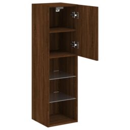 Berkfield Home TV Cabinet with LED Lights Brown Oak 30.5x30x102 cm - thumbnail 8