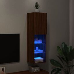 Berkfield Home TV Cabinet with LED Lights Brown Oak 30.5x30x102 cm - thumbnail 5