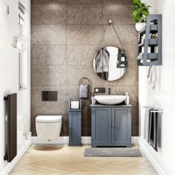 Home Discount Bath Vida Freestanding Toilet Roll Holder & Cupboard Bathroom Storage in Grey - thumbnail 5