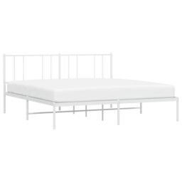 Berkfield Home Metal Bed Frame with Headboard White 200x200 cm - thumbnail 3