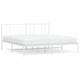 Berkfield Home Metal Bed Frame with Headboard White 200x200 cm - thumbnail 2
