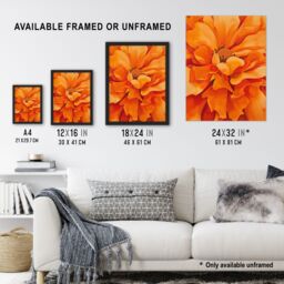 "Artery8 Orange Marigold Flower Painting Modernist Floral Wall Art Print - Size: W24"" x H32""" - thumbnail 3