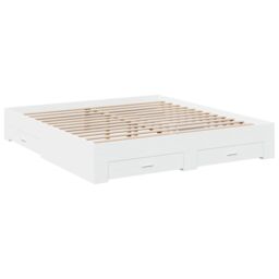 Berkfield Home Bed Frame with Drawers without Mattress White 200x200 cm - thumbnail 3