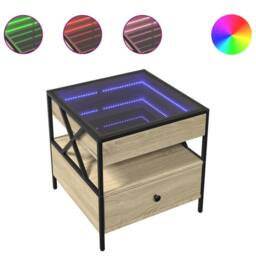 Berkfield Home Coffee Table with Infinity LED Sonoma Oak 50x50x51 cm in Brown - Size: 50 x 50 x 51 cm - thumbnail 1