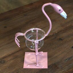 KDMD Hydroponic Home Decor - Pink Metal Flamingo Des 2 in Maroon - thumbnail 2