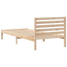 Berkfield Home with Headboard Brown 90 x 220 cm Solid pine wood in Natural - thumbnail 7