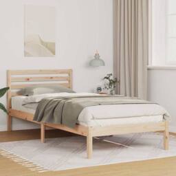 Berkfield Home with Headboard Brown 90 x 220 cm Solid pine wood in Natural - thumbnail 2