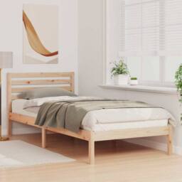 Berkfield Home with Headboard Brown 90 x 220 cm Solid pine wood in Natural - thumbnail 4