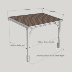 Rutland County Garden Furniture Ltd Felt Shingle Roof Car Port 2 Post, Wood - L300 x W290 cm - Light Green - thumbnail 6