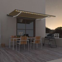 Berkfield Home Manual Retractable Awning with LED 500x300 cm Yellow & White