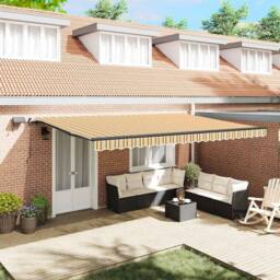 Berkfield Home Manual Retractable Awning with LED Multicolour Stripe 500x300 cm - thumbnail 2