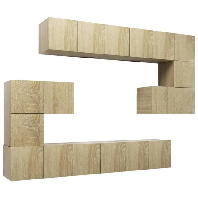 Berkfield Home 10 Piece TV Cabinet Set Sonoma Oak Engineered Wood in Light Brown - image 1