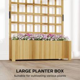 Nordara Wooden Raised Planter with Trellis for Climbing Plants in Natural - thumbnail 4