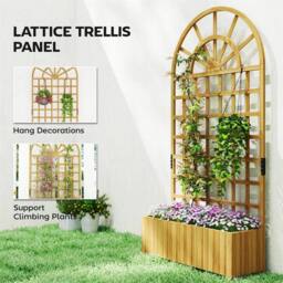 Nordara Wooden Raised Planter with Trellis for Climbing Plants in Natural - thumbnail 3
