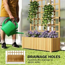 Nordara Wooden Raised Planter with Trellis for Climbing Plants in Natural - thumbnail 5