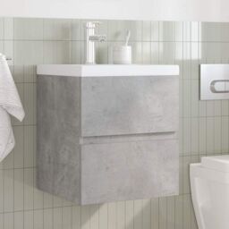 Berkfield Home 2 Piece Bathroom Furniture Set Concrete Grey Engineered Wood - thumbnail 3