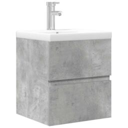 Berkfield Home 2 Piece Bathroom Furniture Set Concrete Grey Engineered Wood - thumbnail 2