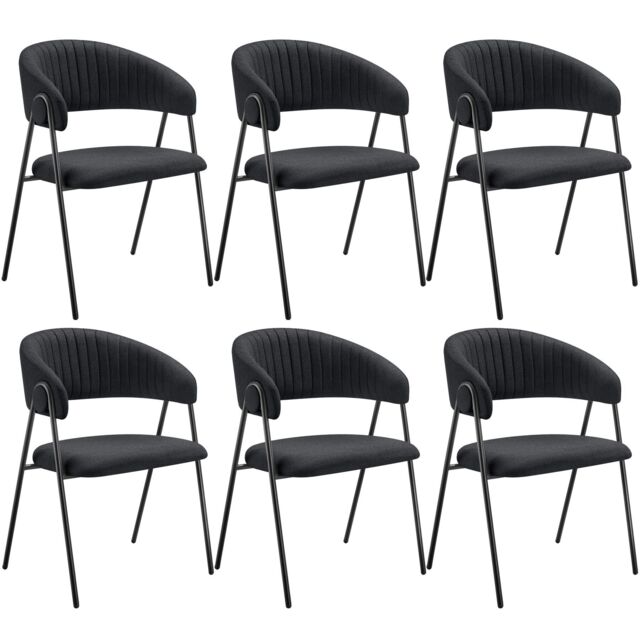 tectake Dining Chair Bedano Set Of 6 - Black - Size: 6 Pack - image 1