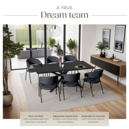 tectake Dining Chair Bedano Set Of 6 - Black - Size: 6 Pack - thumbnail 3