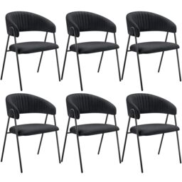 tectake Dining Chair Bedano Set Of 6 - Black - Size: 6 Pack - thumbnail 1