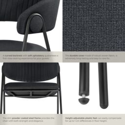 tectake Dining Chair Bedano Set Of 6 - Black - Size: 6 Pack - thumbnail 4