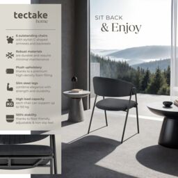 tectake Dining Chair Bedano Set Of 6 - Black - Size: 6 Pack - thumbnail 2