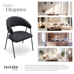 tectake Dining Chair Bedano Set Of 6 - Black - Size: 6 Pack - thumbnail 7