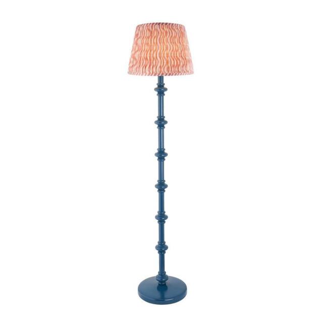 Netlighting Carnaby Blue Floor Lamp Pink Fabric Ripple Shade 35cm B22 - image 1