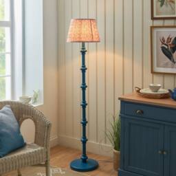Netlighting Carnaby Blue Floor Lamp Pink Fabric Ripple Shade 35cm B22 - thumbnail 2