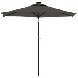 Berkfield Home Garden Parasol with Steel Pole Anthracite 225x225x212 cm in Dark Grey - Size: 225 x 225 x 212 cm - thumbnail 3