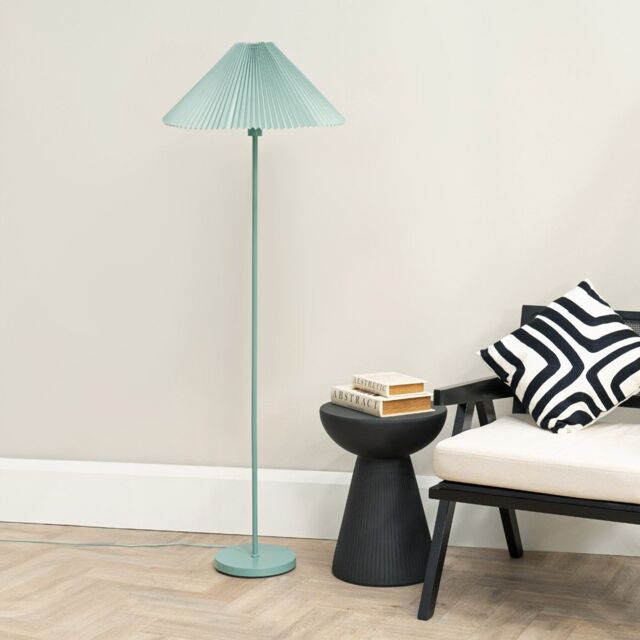 ValueLights Akira Pleated Shade Slim Floor Lamp in Bright Blue - image 1