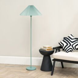 ValueLights Akira Pleated Shade Slim Floor Lamp in Bright Blue - thumbnail 1