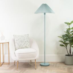 ValueLights Akira Pleated Shade Slim Floor Lamp in Bright Blue - thumbnail 5
