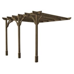 Rutland County Garden Furniture Ltd Wall Mounted Premium Pergola 3 Posts, L300 x W540 x H270 cm, Brown - thumbnail 1