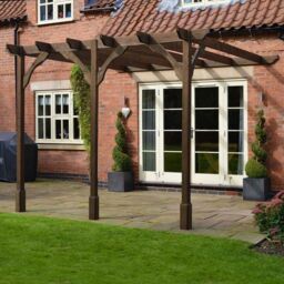 Rutland County Garden Furniture Ltd Wall Mounted Premium Pergola 3 Posts, L300 x W540 x H270 cm, Brown - thumbnail 3