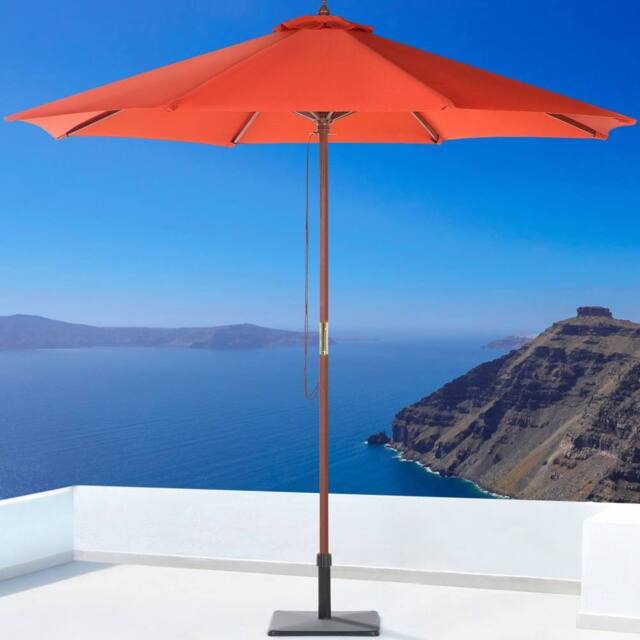 Wyld and Coco Garden Parasol 270cm Red - Foldable Birch Pole Outdoor Modern - image 1