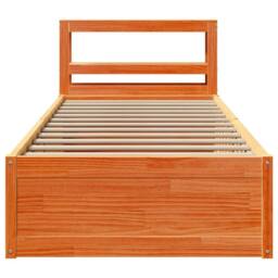 Berkfield Home Sleek Bed Frame with Headboard Wax Brown 75x190 cm Small Single S - thumbnail 4