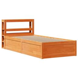 Berkfield Home Sleek Bed Frame with Headboard Wax Brown 75x190 cm Small Single S - thumbnail 3