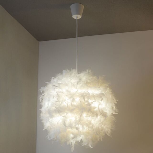 CGC Lighting 'Rio' White Feather Ceiling Lampshade Easy Fit Shade - image 1