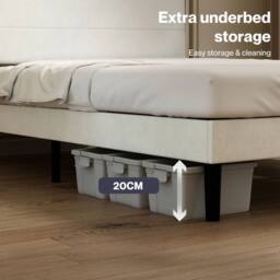 VOGREX White Velvet Upholstered Double Bed Frame Foam Padded Headboard - thumbnail 4