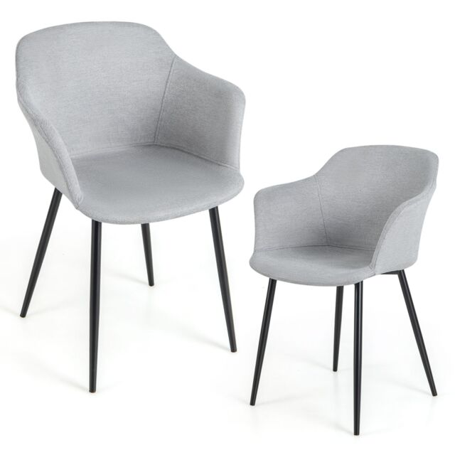 Costway Set of 2 Dining Chairs Upholstered Armless Accent Chair With Ergonomic Backrest in Off-White - image 1