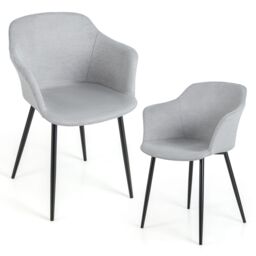 Costway Set of 2 Dining Chairs Upholstered Armless Accent Chair With Ergonomic Backrest in Off-White - thumbnail 1