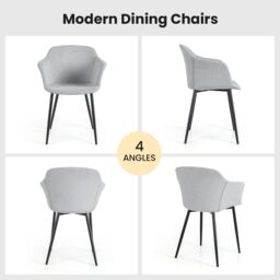 Costway Set of 2 Dining Chairs Upholstered Armless Accent Chair With Ergonomic Backrest in Off-White - thumbnail 6