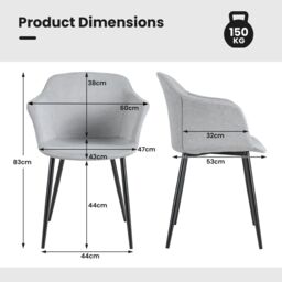 Costway Set of 2 Dining Chairs Upholstered Armless Accent Chair With Ergonomic Backrest in Off-White - thumbnail 2