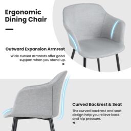 Costway Set of 2 Dining Chairs Upholstered Armless Accent Chair With Ergonomic Backrest in Off-White - thumbnail 4