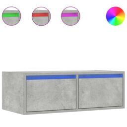 Berkfield Home TV Cabinet with LED Lights Concrete Grey 75x35.5x25 cm - thumbnail 2