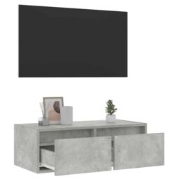 Berkfield Home TV Cabinet with LED Lights Concrete Grey 75x35.5x25 cm - thumbnail 5