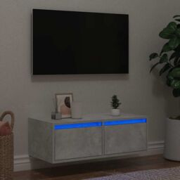Berkfield Home TV Cabinet with LED Lights Concrete Grey 75x35.5x25 cm - thumbnail 1